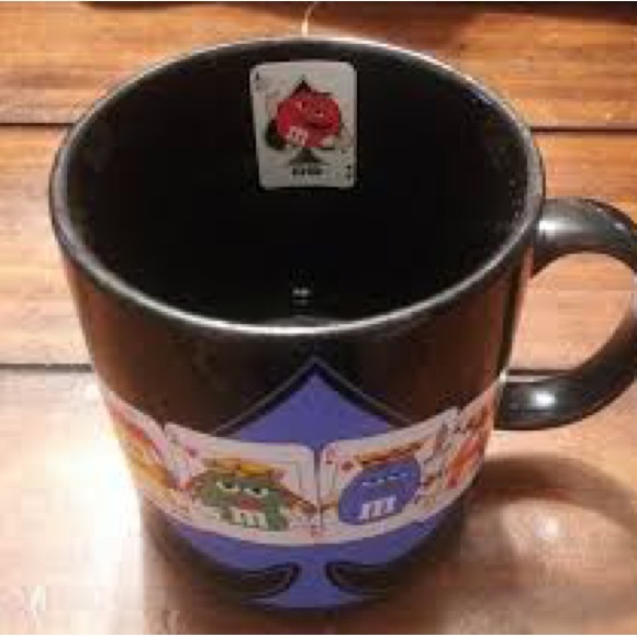 M&M's World Las Vegas 2000 large black gold character Mug cards like new - Picture 2 of 7